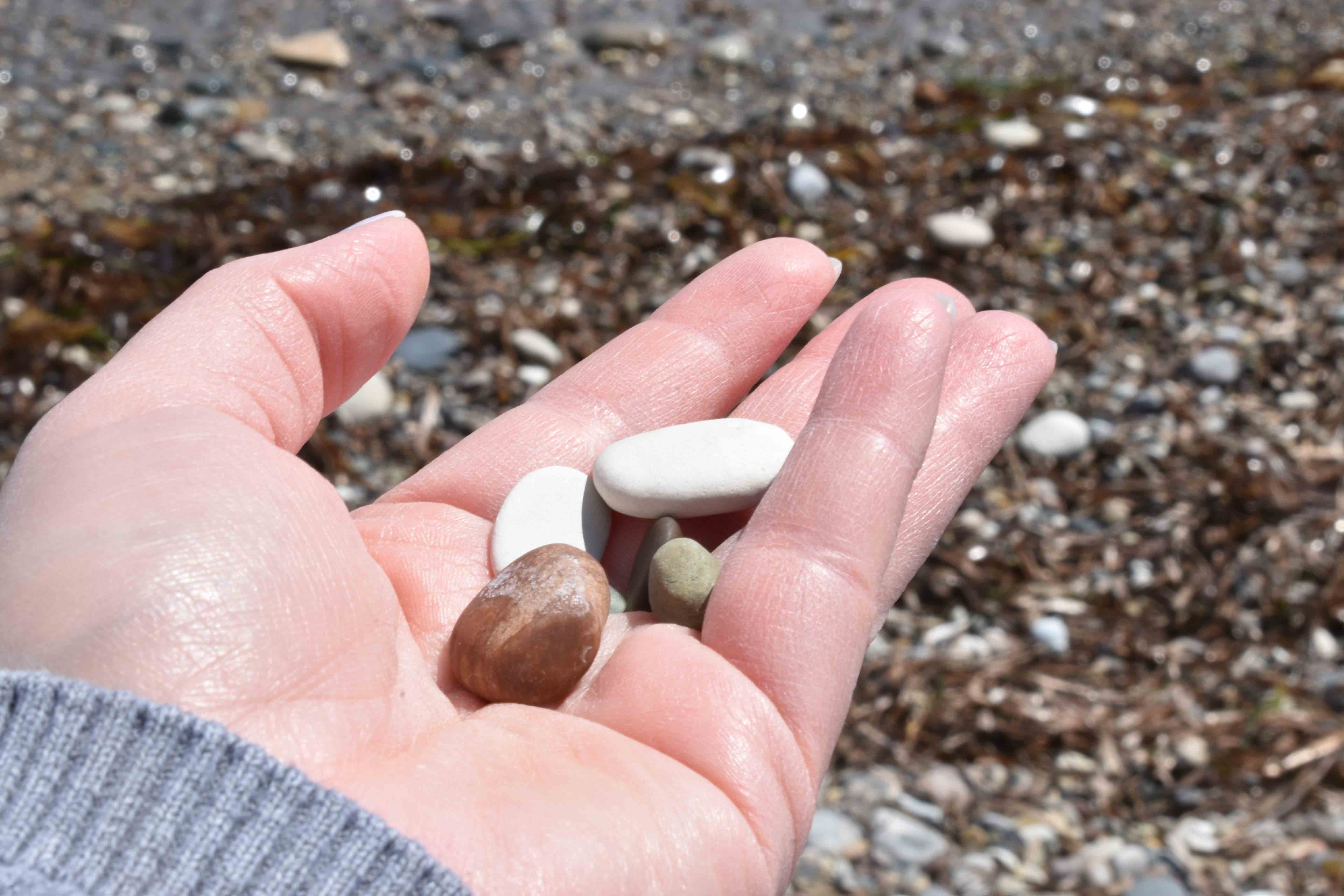 InnocentDrinks, person holding pebbles